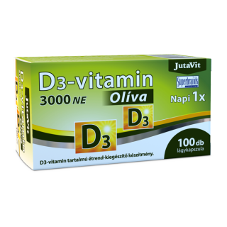 JutaVit vitaminas D3 3000 TV alyvuogių aliejus, 100 kapsulių