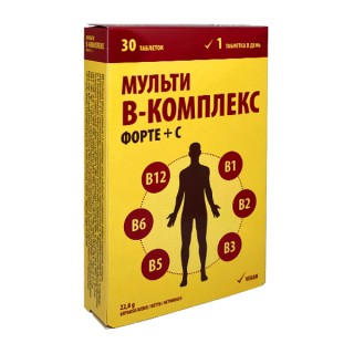 MaxiVita vitaminai B kompleksas forte + vitaminas C, 30 tablečių