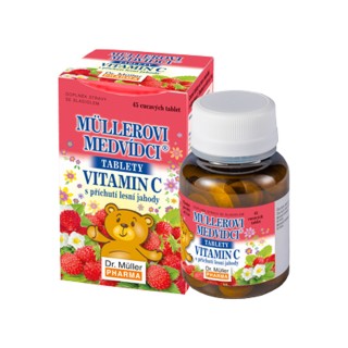 Dr. Muller meškiukai su vitaminu C braškių skonio, 45 tabletės