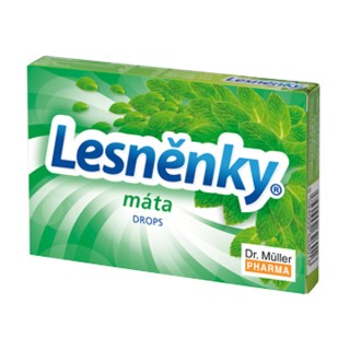 Dr. Muller „Lesnenky mėtų lašai“ su pipirmėčių eteriniu aliejumi, mentoliu, medumi ir vitaminu C, 9 pastilės