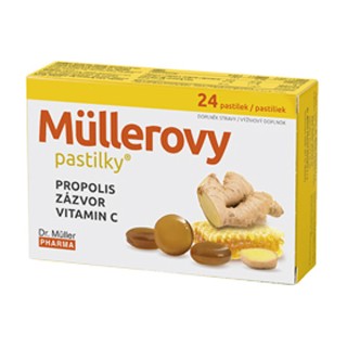 Dr. Muller pastilės gerklei su propoliu, imbieru, vitaminu C, 24 pastilės