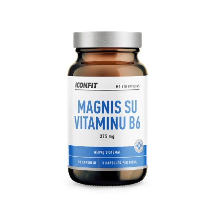 Iconfit magnis + vitaminas B6 (piridoksinas), 90 kapsulių