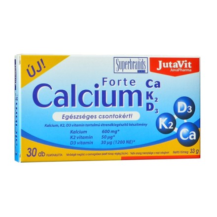 JutaVit kalcis forte + vitaminas K2 + vitaminas D3, 30 tablečių