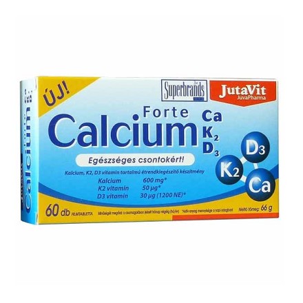 JutaVit kalcis forte + vitaminas K2 + vitaminas D3, 60 tablečių