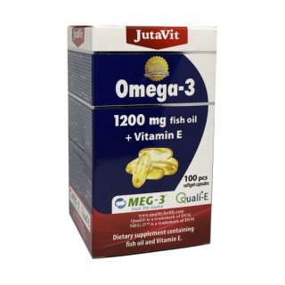 JutaVit žuvų taukai omega 3 1200 mg + vitaminas E, 100 kapsulių