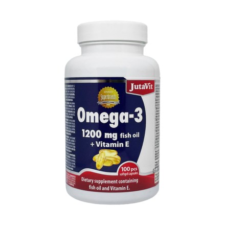 JutaVit žuvų taukai omega 3 1200 mg + vitaminas E, 100 kapsulių