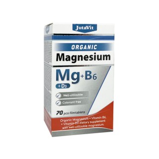 JutaVit organinis magnis + vitaminai B6 + D3, 50 kapsulių