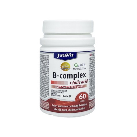 JutaVit vitamino B kompleksas + folio rūgštis + biotinas, 60 tablečių
