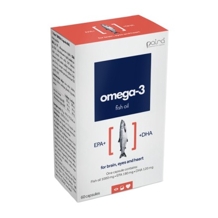 Paira omega-3 žuvų taukai 1000 mg, 60 kapsulių