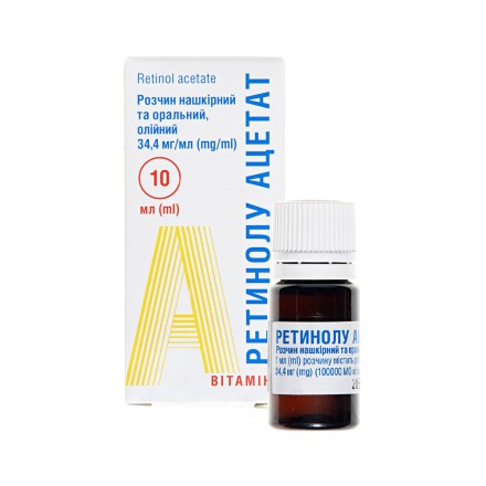 Retinolio acetato (vitaminas A) 3,44 % aliejinis tirpalas, 10 ml