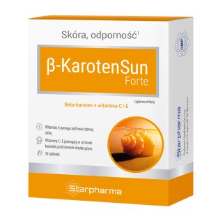 Starpharma beta karotenas sun forte + vitaminas C, A, E, 30 kapsulių