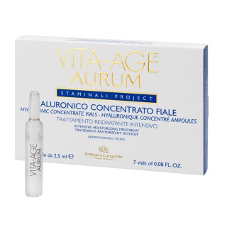 Vita-Age Aurum hialurono rūgšties koncentratas veido, kaklo bei dekoltė odai, 7 ampulės