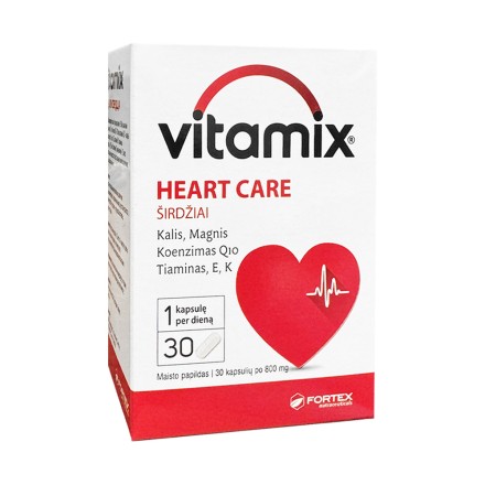 Vitamix „Širdies priežiūra“ kalis, magnis, Q10, tiaminas, E, K, 30 kapsulių