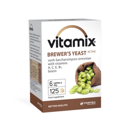 Fortex alaus mielės 629 mg + vitaminai Vitamix, 125 tabletės