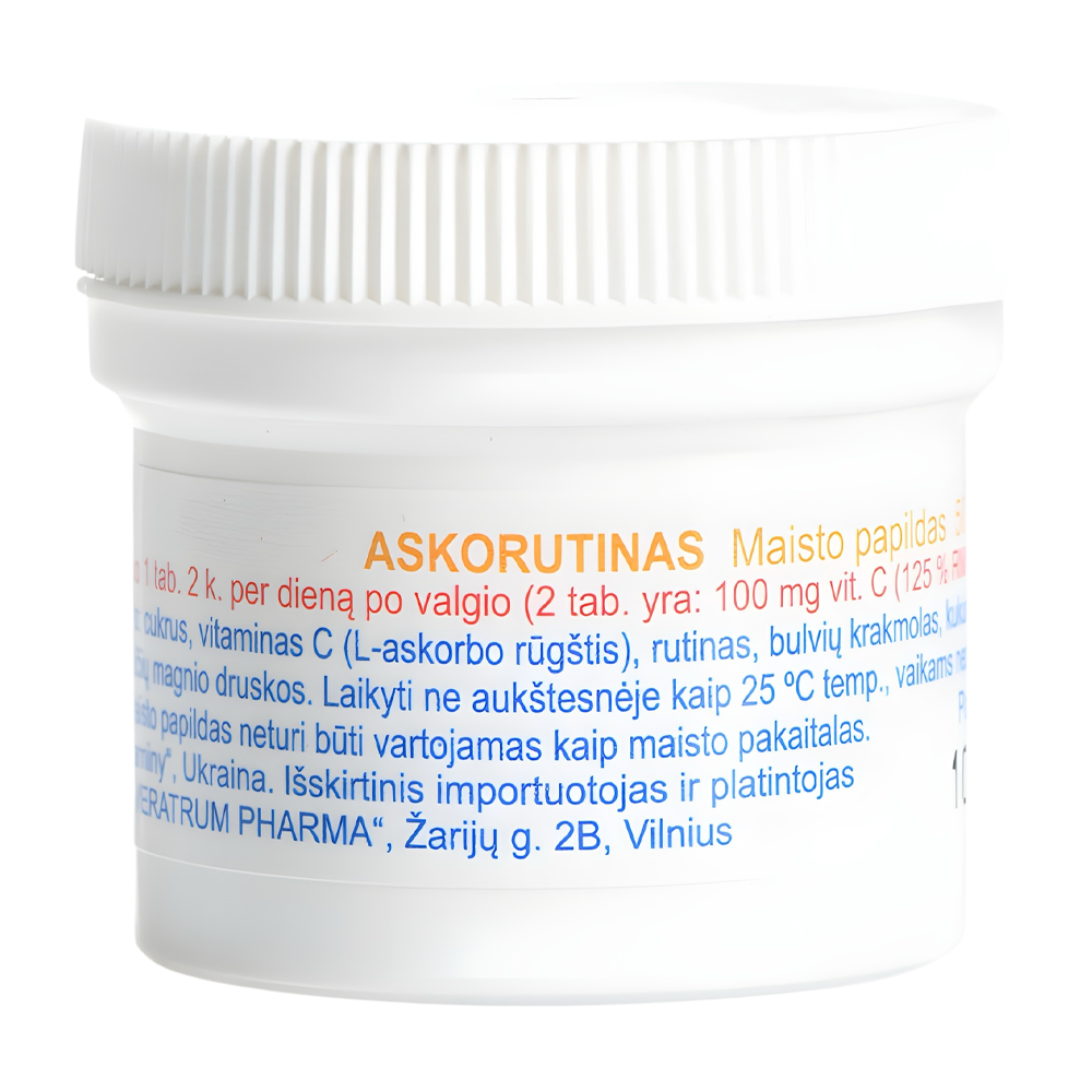 Ascorutin vitamin C + rutin (rutoside), 50 tablets ascorutin