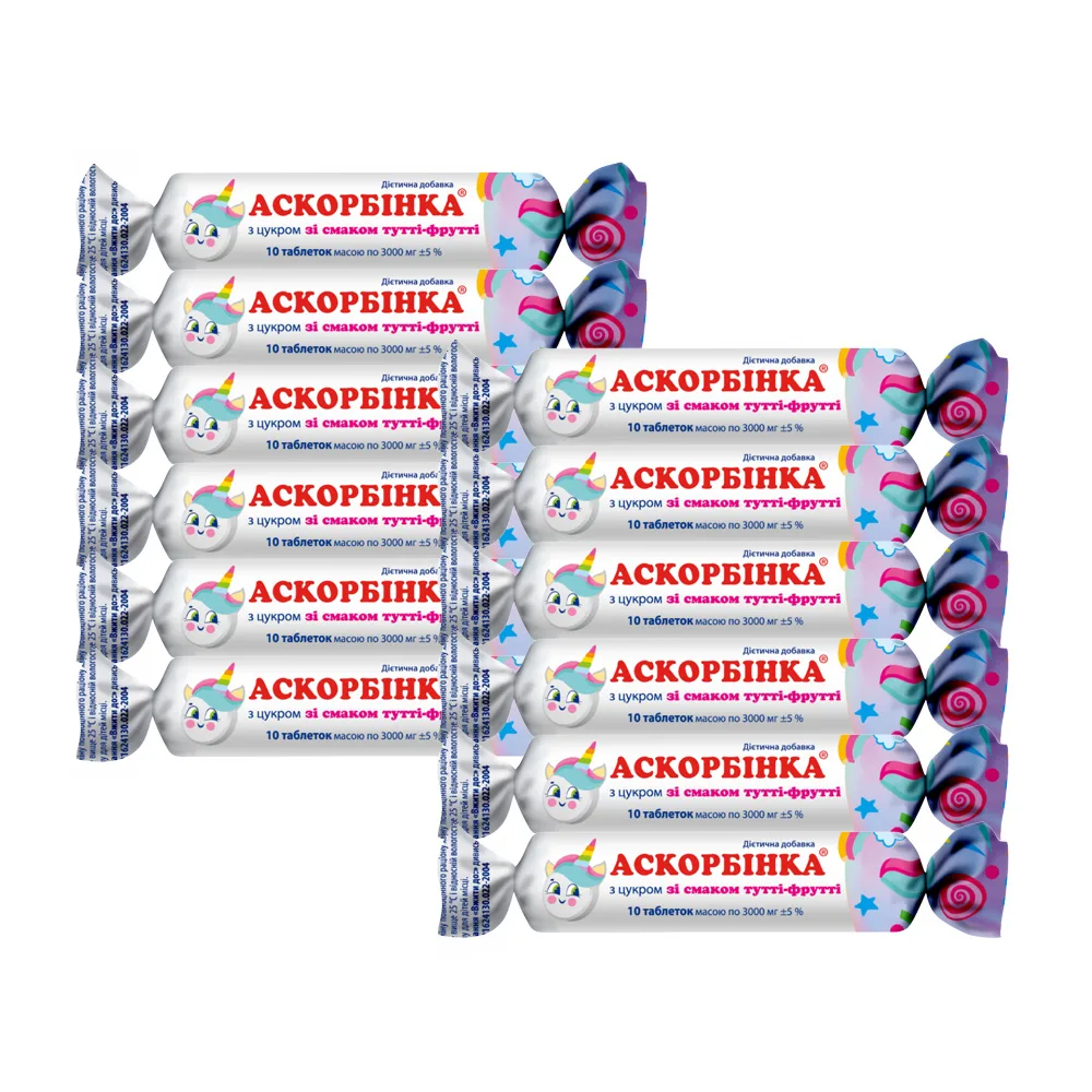 Ascorbic acid ascorbic acid vitamin C Tutti Frutti flavour, 120 tablets