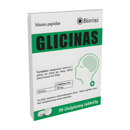 Biotiki Glicinas čiulpiamosios tabletės, 50 tablečių