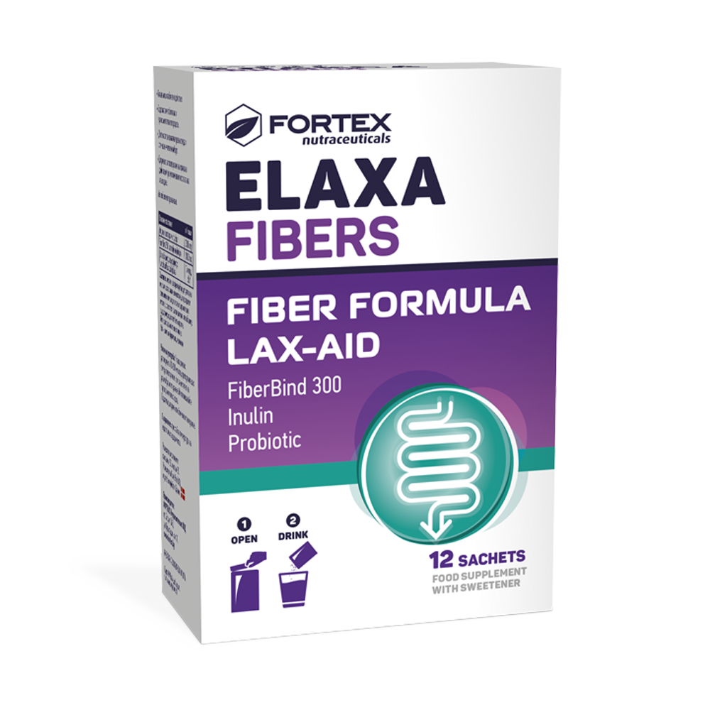 Fortex Elaxa fibers inulinas + skaidulos + gyvybingos bakterijos, 12 pakelių