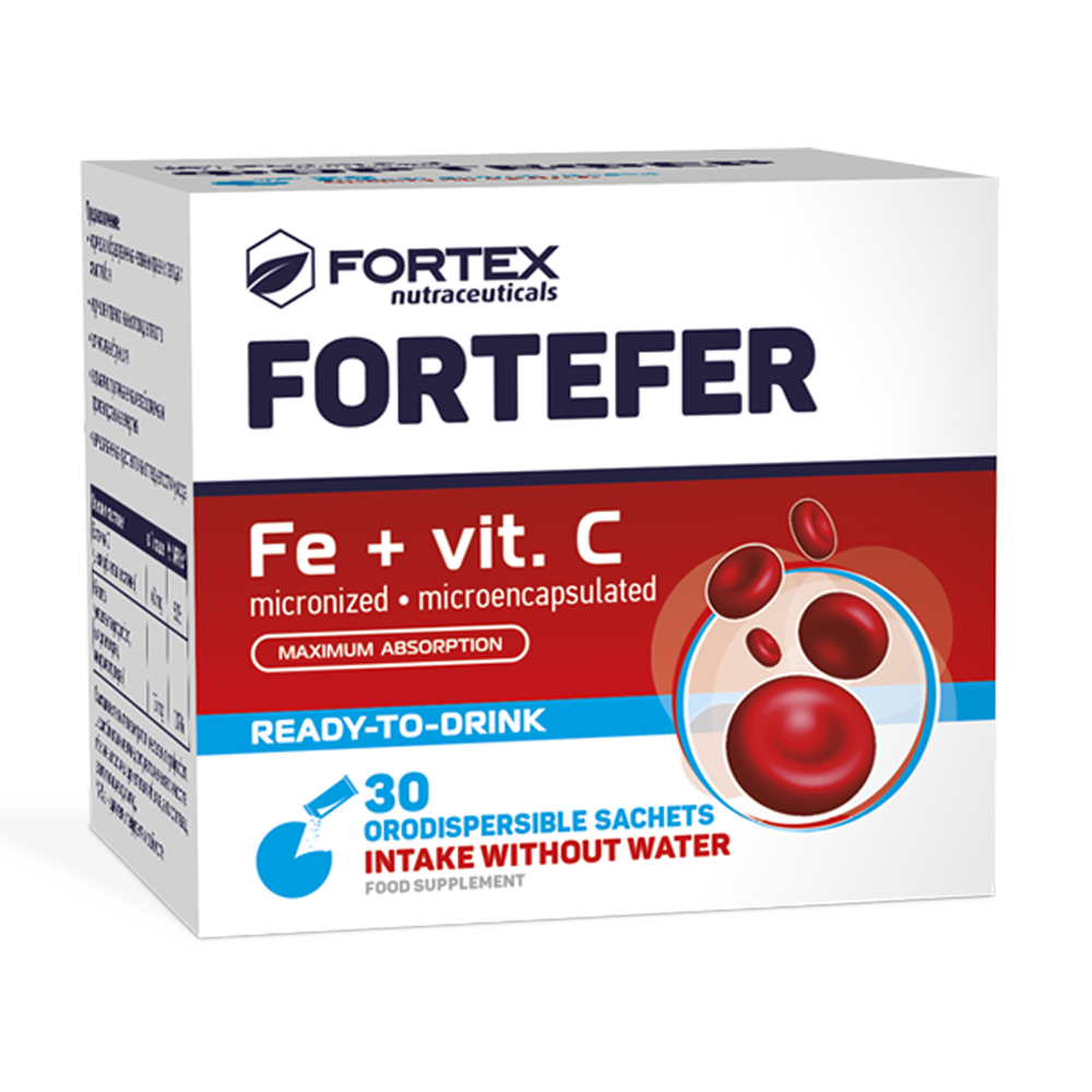 Fortex Fortefer mikronizuota geležis + vitaminas C, 20 pakelių