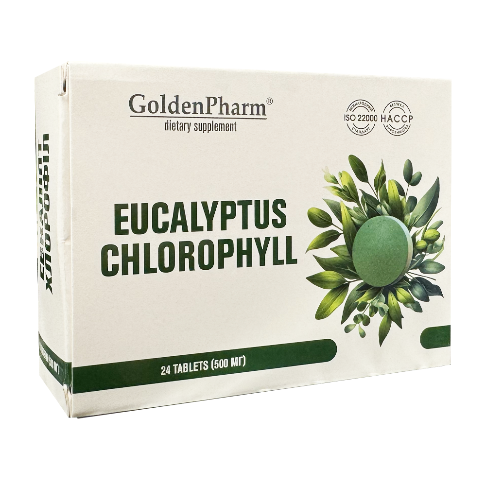 Golden Pharma Chlorophyll mit Eukalyptus, 24 Tabletten