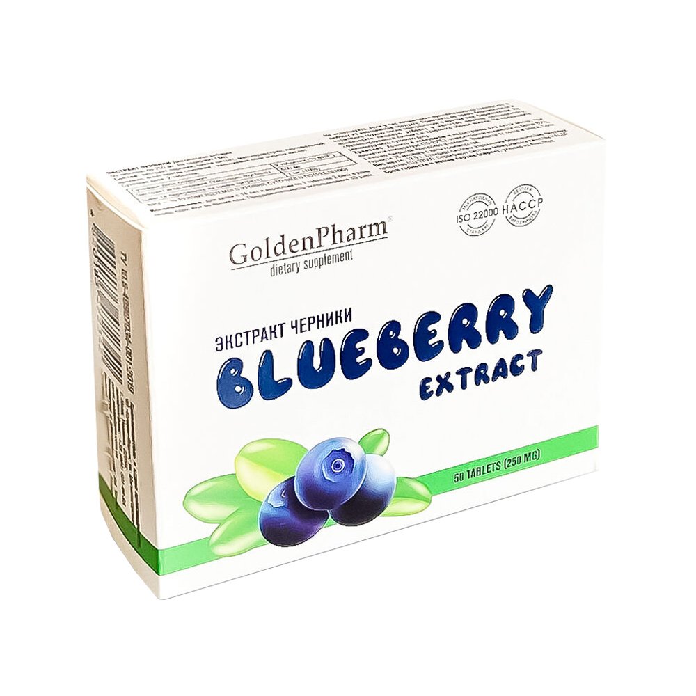 Golden Pharm Blueberry extract + zinc, 50 tablets