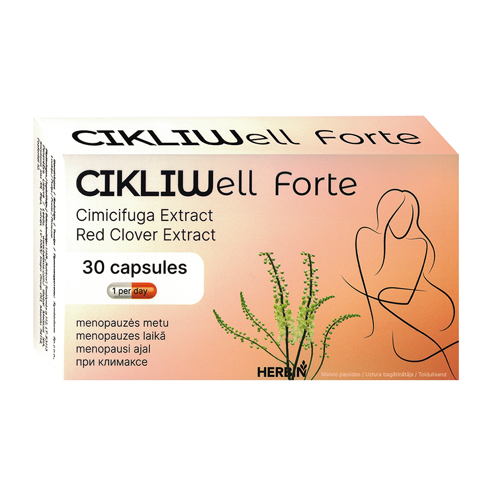 Herbin CikliWell Forte menopause Black cohosh + red clover extracts, 30 capsules