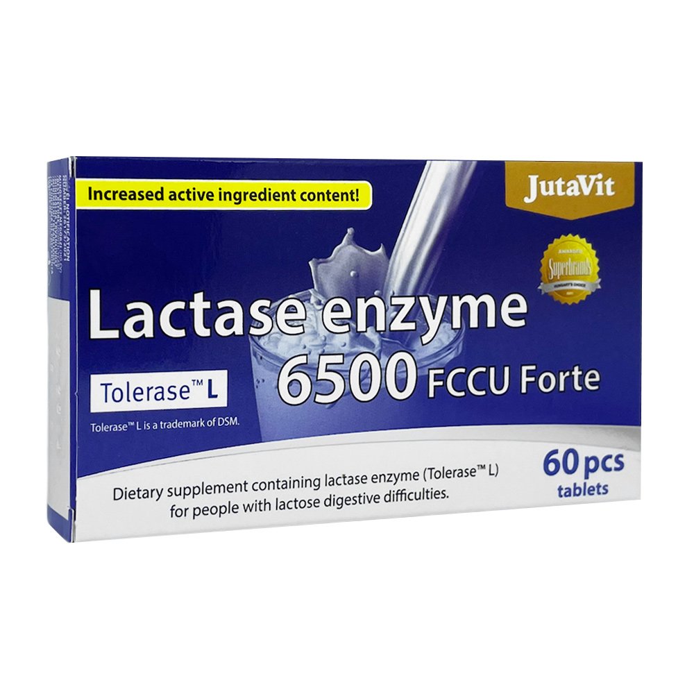 Jutavit 6500 FCCU forte laktazės fermentas (netoleruojantiems laktozės), 60 tablečių