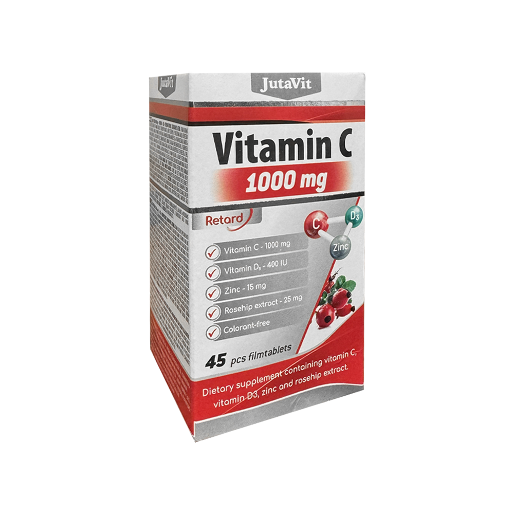 JutaVit Vitamin C 1000 mg + D3 + Zink + Hagebuttenextrakt, 45 tabletten