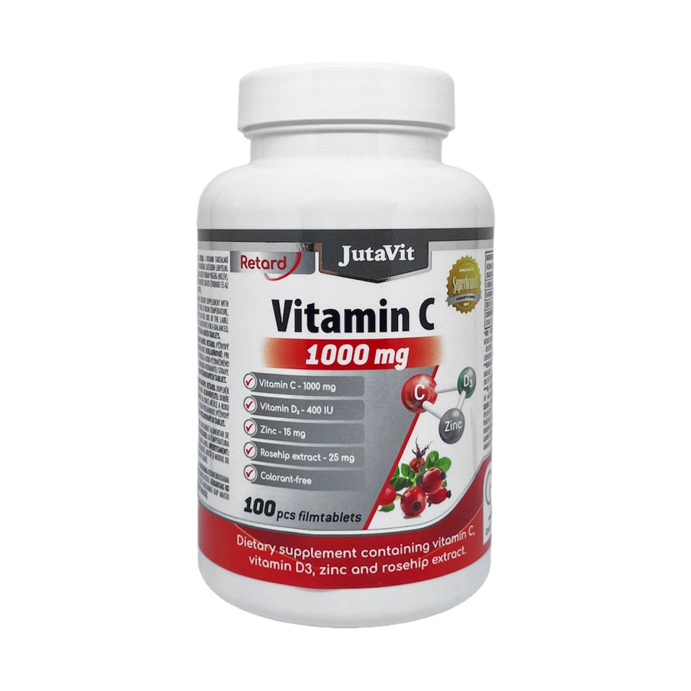 JutaVit Vitamin C 1000 mg + D3 + Zink + Hagebuttenextrakt, 100 Tabletten