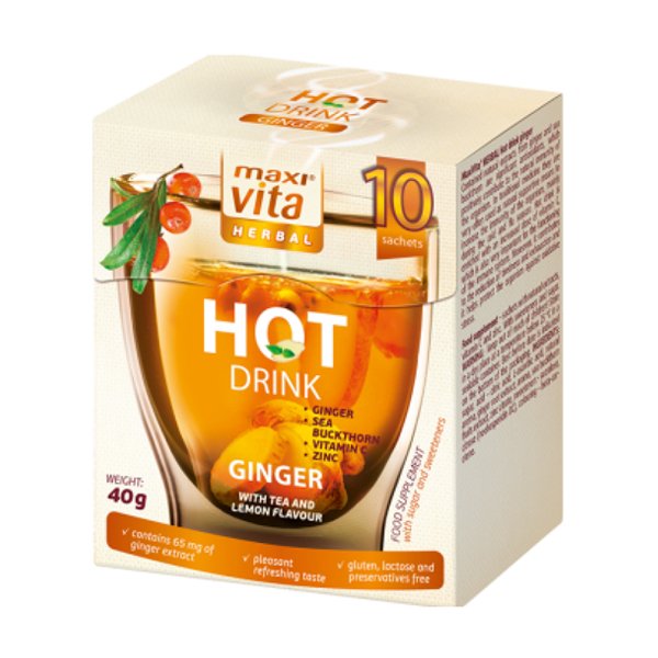 MaxiVita hot drink with ginger, sea buckthorn, 10 packets