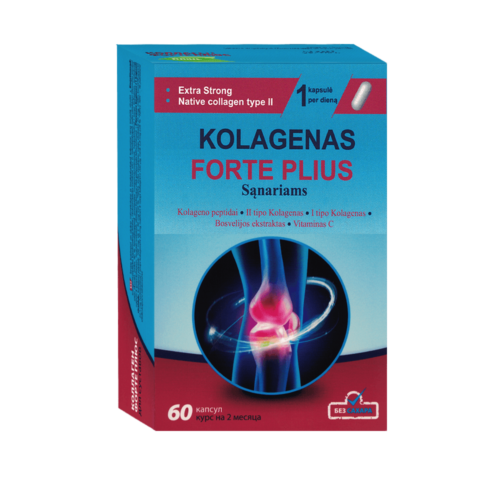 MaxiVita kolagen forte plus (kolagenas I ir II tipo, C vit., bosvelija), 60 kapsulių
