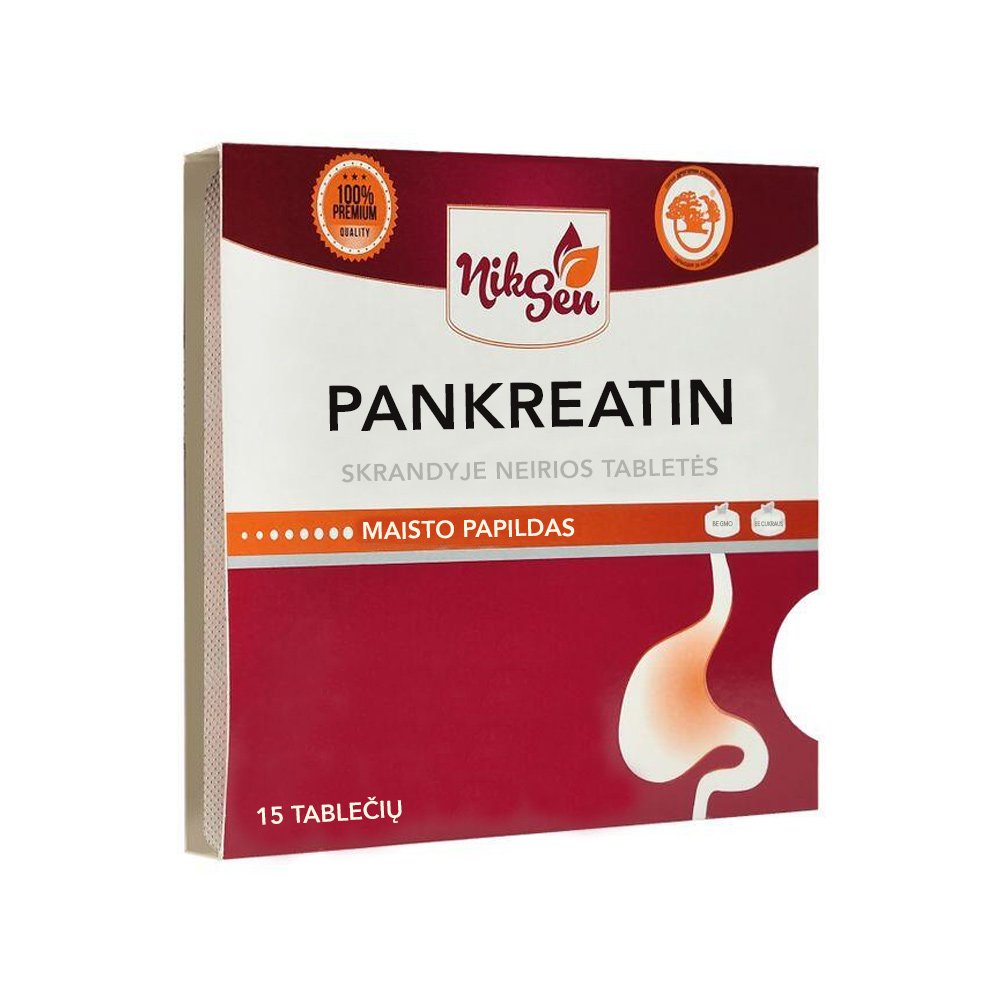 Niksen pankreatinas 200 mg, 15 tablečių