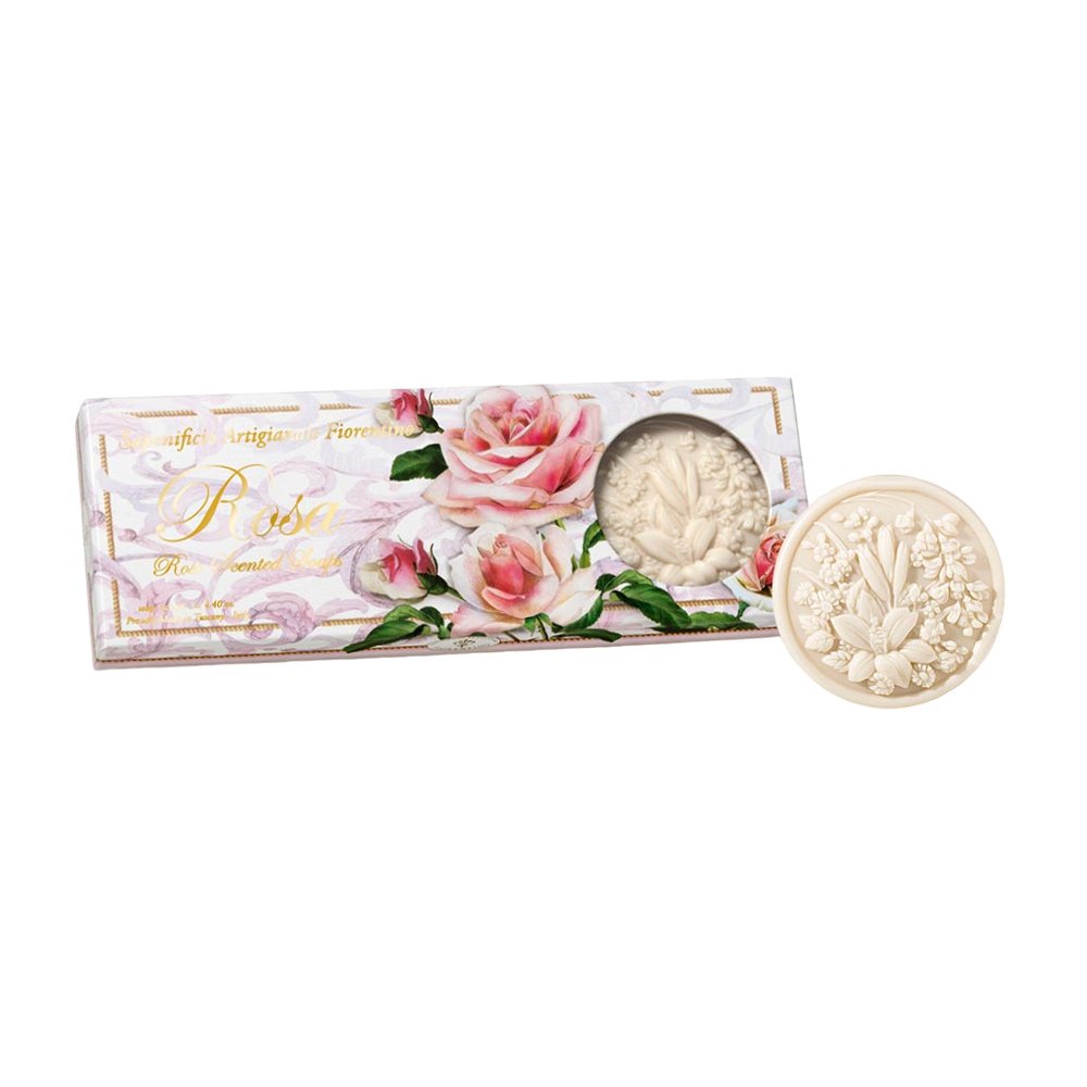 Fiorentino round rose soap set, 375 g