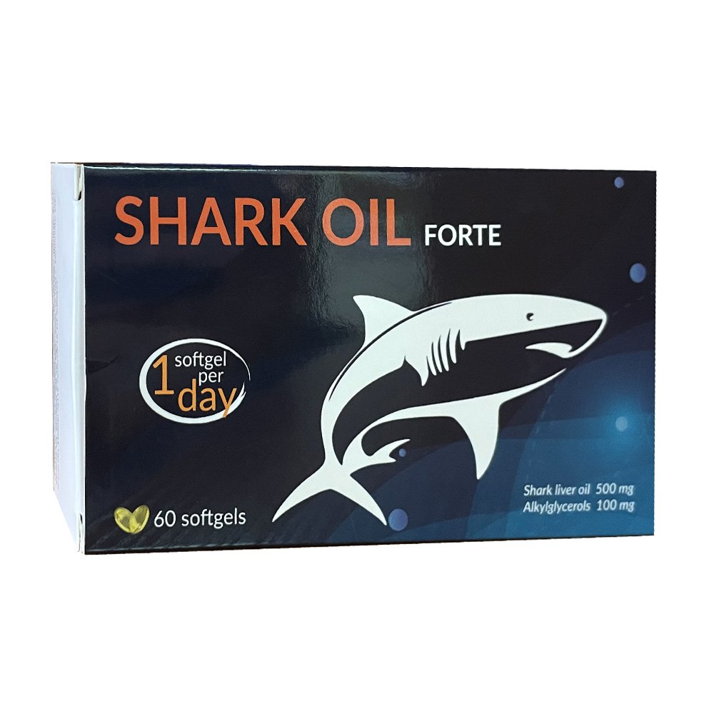 Shark oil forte (alkylglycerol) with vitamin D, 60 capsules