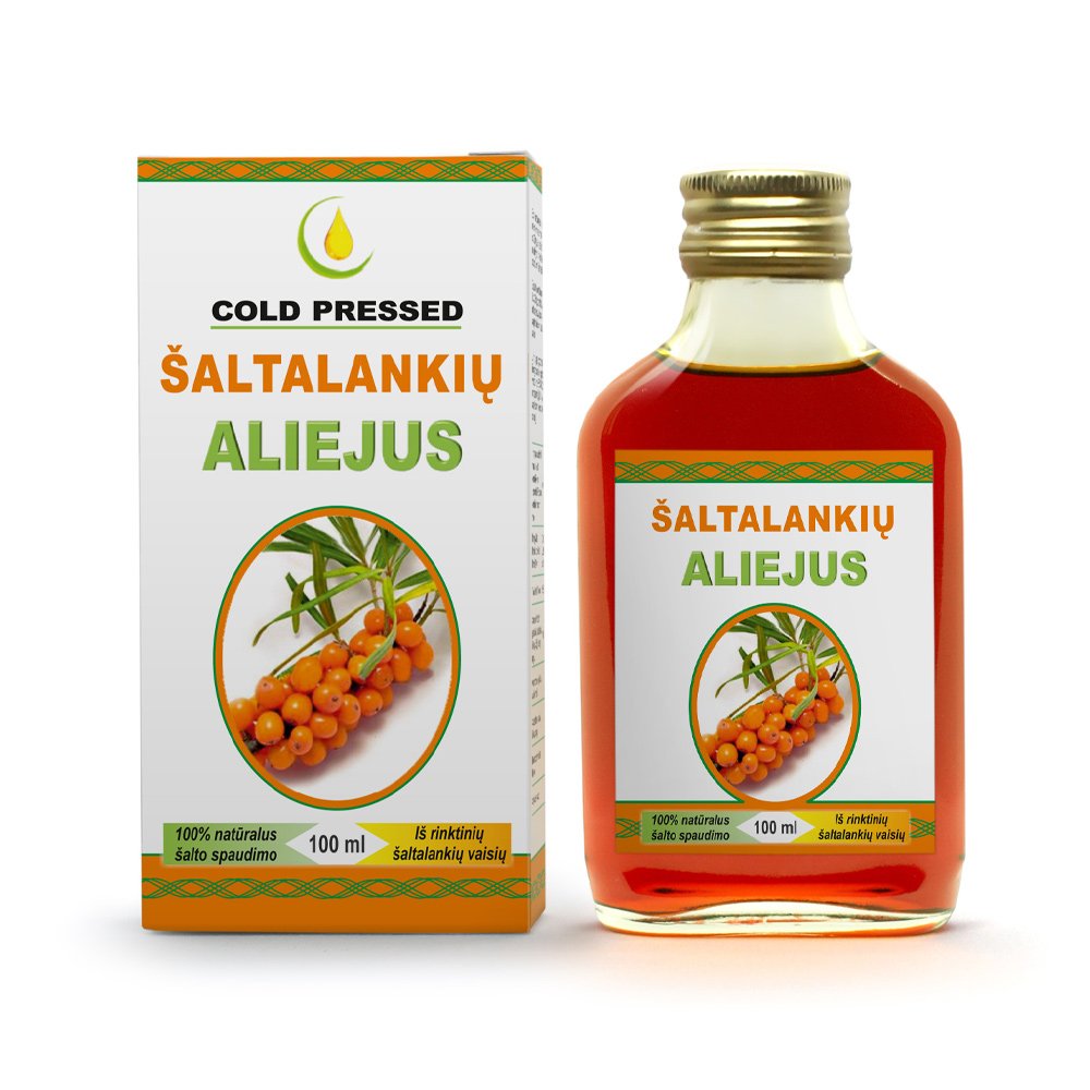 Šaltalankių aliejus natūralus šalto spaudimo 180 mg karotinoidų, 100 ml