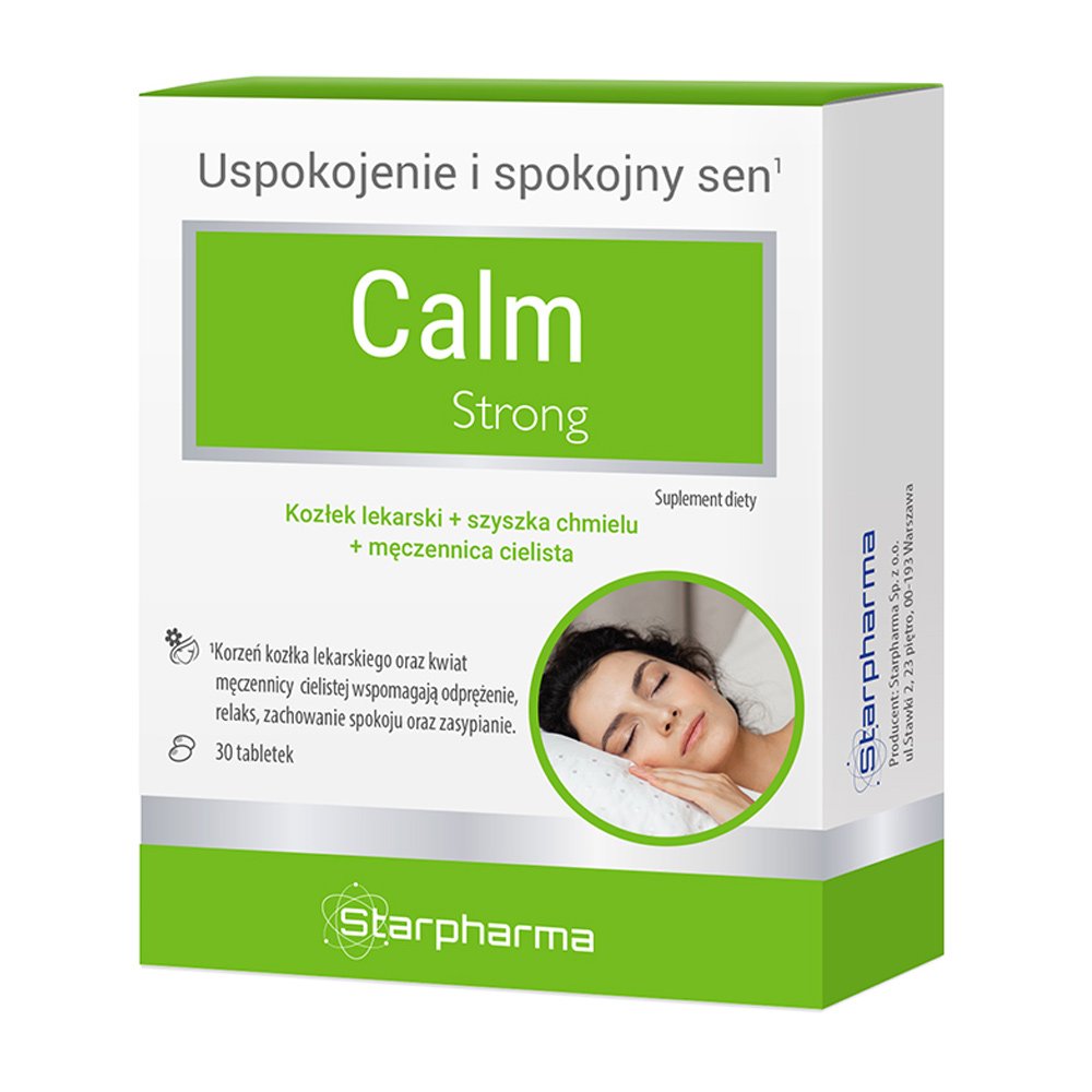 Starpharma calm strong apynys + pasiflora + valerijonas, 30 tablečių