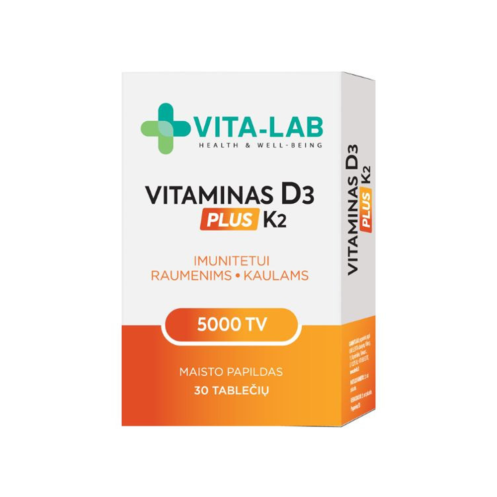 VITA-LAB Vitamin D3 5000 + K2, 30 Tabletten